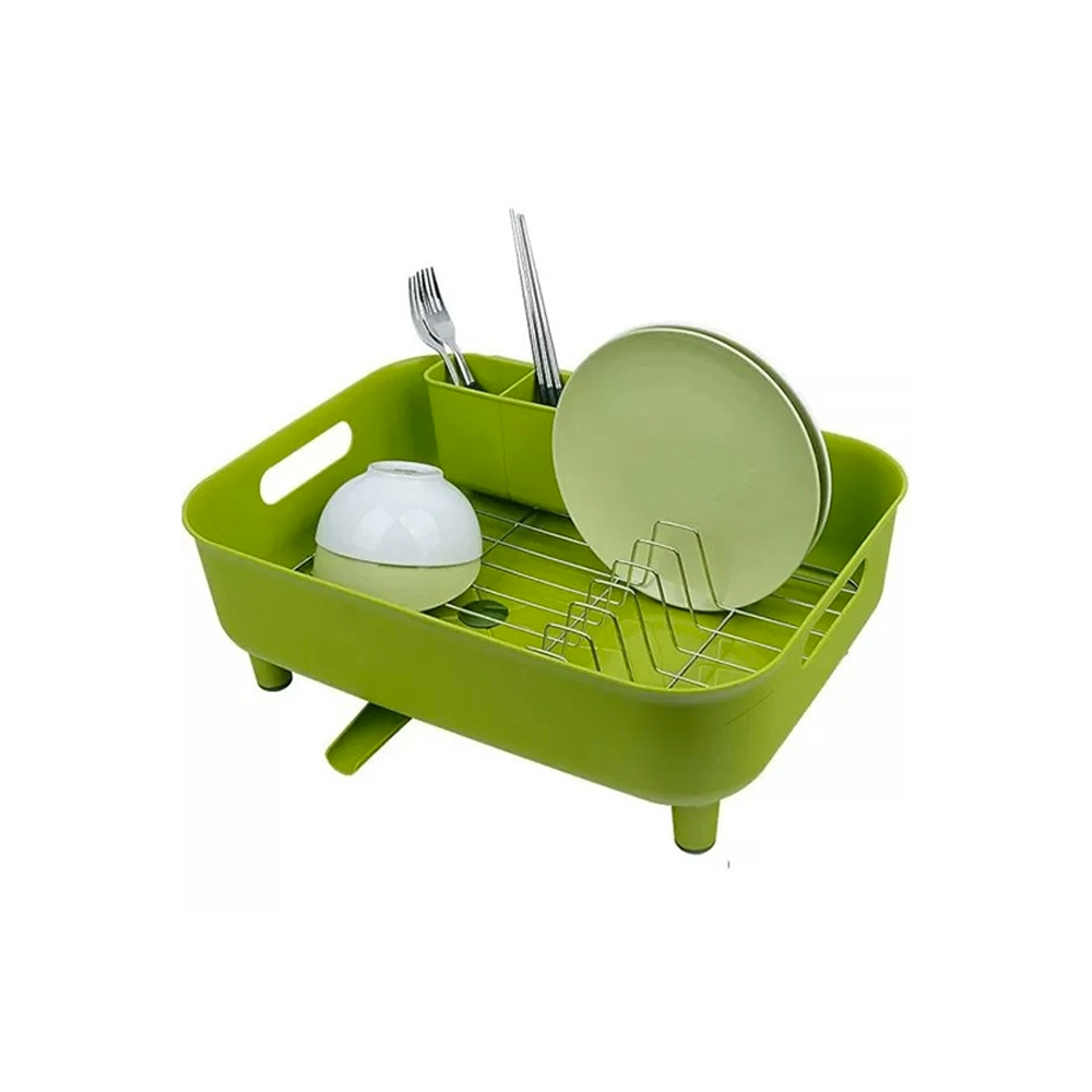 Giá Để Đựng Muỗng Dĩa Bằng Nhựa, Thanh Ngăn Bằng Thép Không Gỉ, 447x327x156mm - 2 màu (Xanh Lá, Màu Ngà) - LDR110, , large image number 0